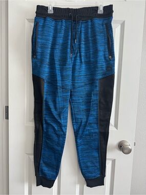 Akademiks Blue and Black Heathered Jogger Pants